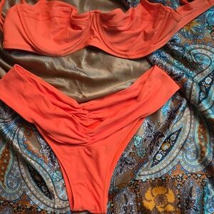 aerie Bright Orange Bikini Top and Bottom